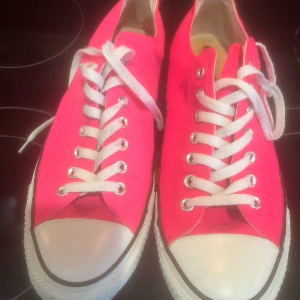 Women's Hot Pink Canvas Sneakers - Classic Lace-Up Women’s Size 13 Men Size 11